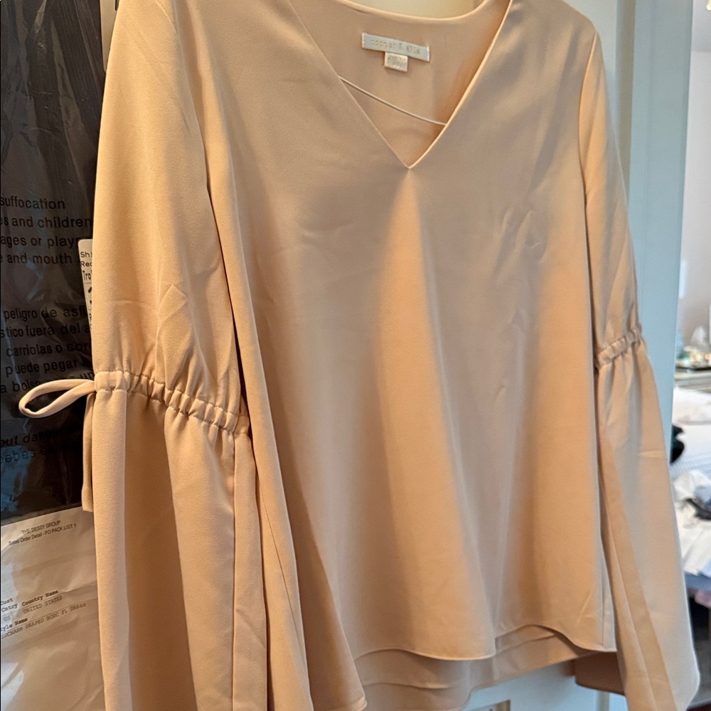 Cooper & Ella Blush Pink Blouse with Flared Sleeves